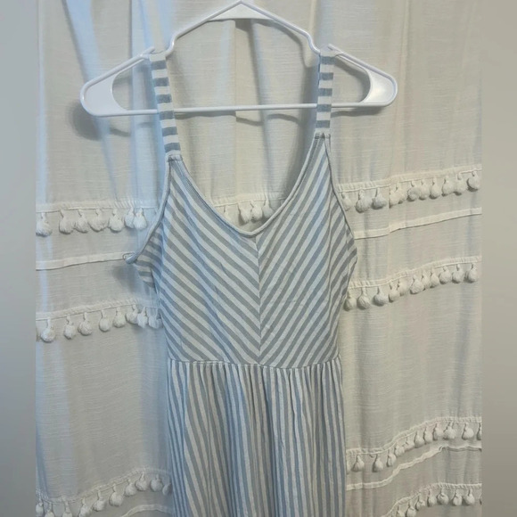 Caution to the wind light blue and white striped dress size M-L - Picture 2 of 8
